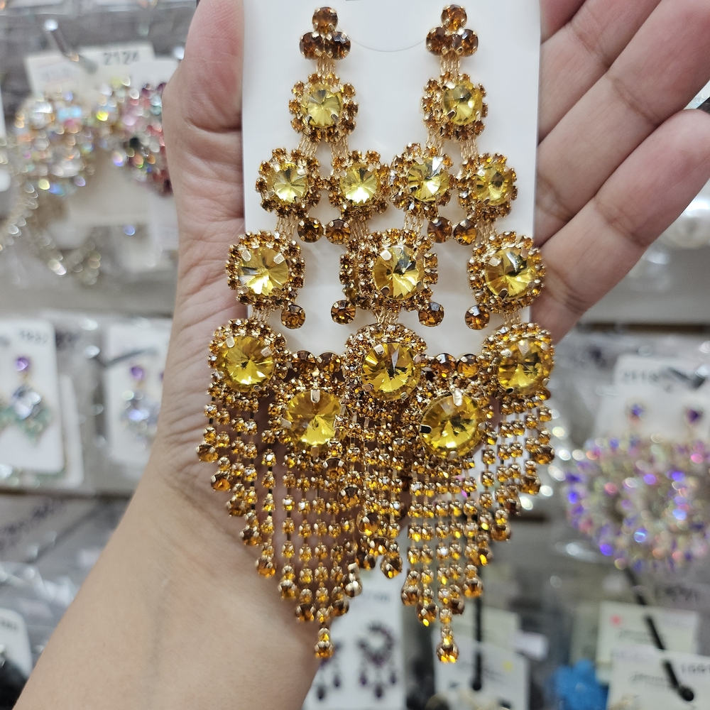 Elegant Yellow Chandelier Earrings